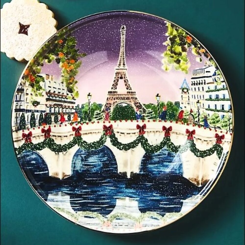Anthropologie Holiday In The City Dessert Plate Paris 2024 Stoneware 8.25" New